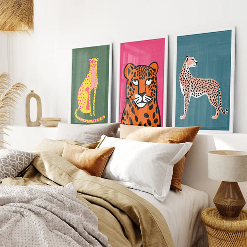 Cheetah Cat Prints Colorful Wall Art Decor