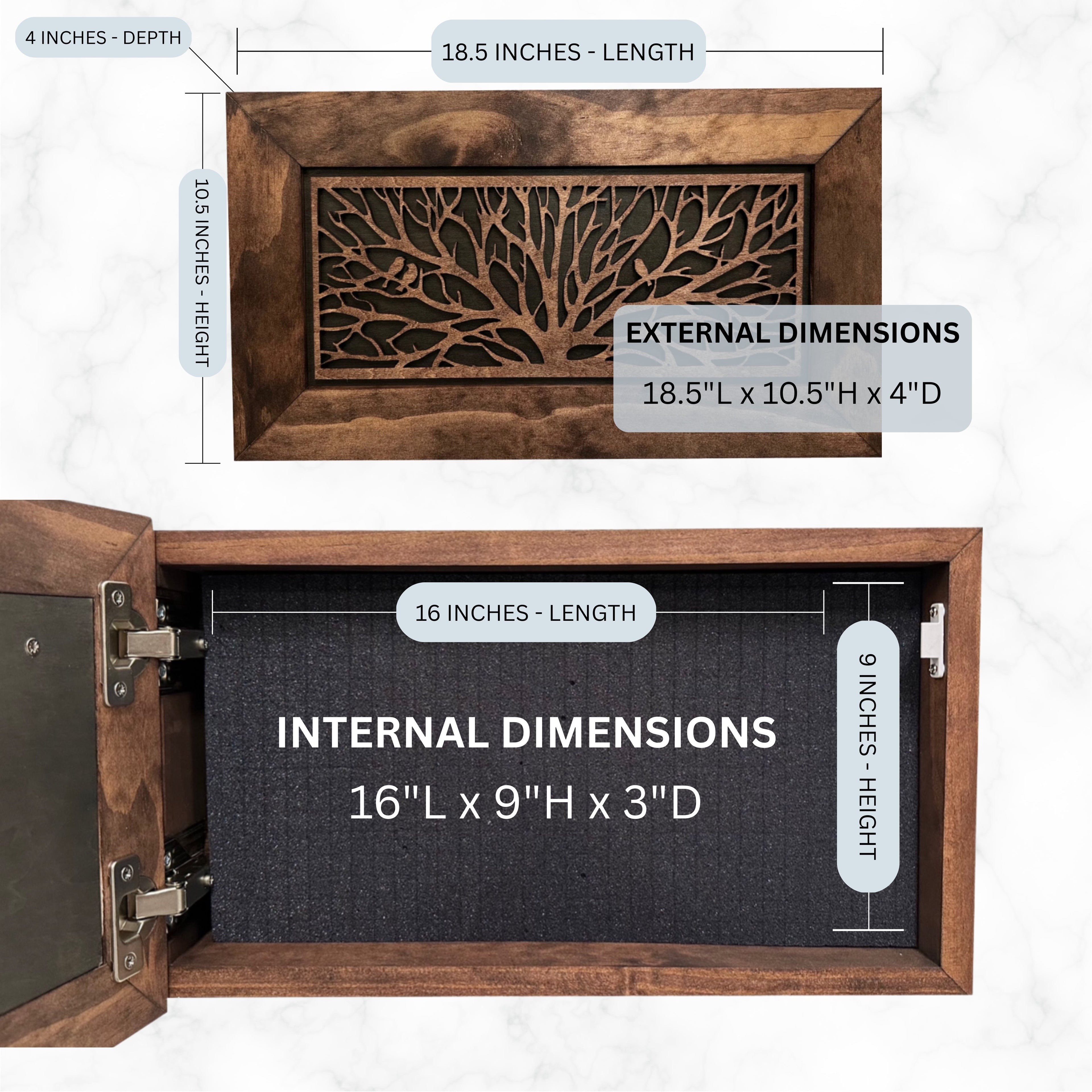 Wood Gun Cabinet Birds In A Tree Wall Decoration - Hidden Gun Safe To Securely Store Your Gun In Plain Sight